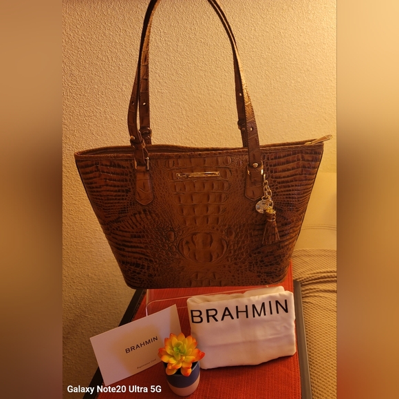 NWT AUTHENTIC BRAHMIN MED ASHER TOASTED ALMOND MELBOURNE LEATHER HAND BAG PURSE - Picture 1 of 15
